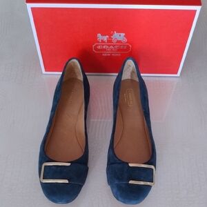 New Coach Women's Blue Unique Suede Juniper Ballet Flats Sz 8